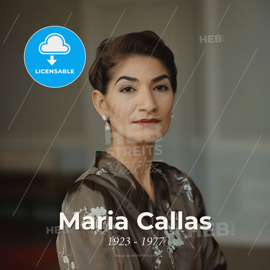 Maria Callas, 1923 - 1977, Greek-American opera singer - A Woman In A Brown Dress Print Template
