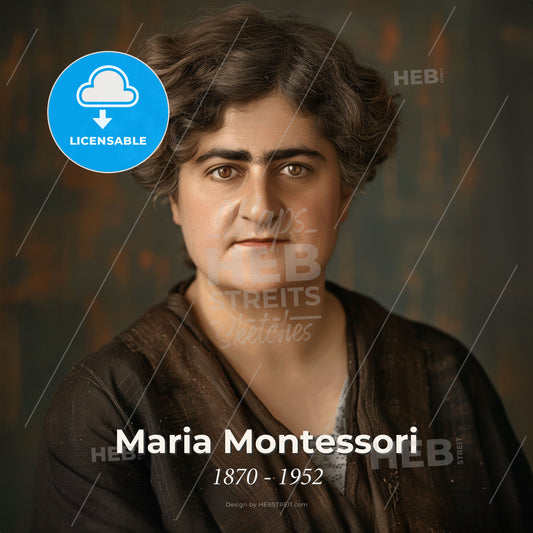 Maria Montessori, 1870 - 1952, Italian physician and educator - A Woman With Curly Hair Wearing A Brown Robe Print Template