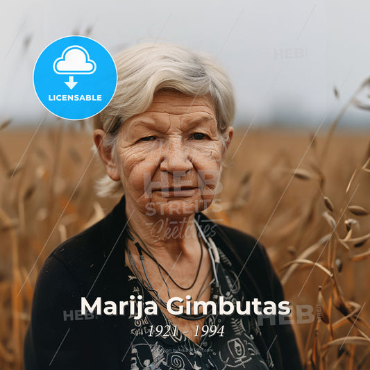 Marija Gimbutas, 1921 - 1994, Lithuanian-American archaeologist - A Woman Standing In A Field Of Wheat Print Template