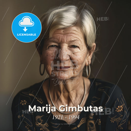 Marija Gimbutas, 1921 - 1994, Lithuanian-American archaeologist - A Woman With Grey Hair And A Black Shirt Print Template