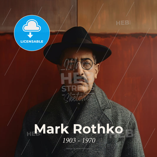 Mark Rothko, 1903 - 1970, American painter - A Man Wearing A Hat And Glasses Print Template