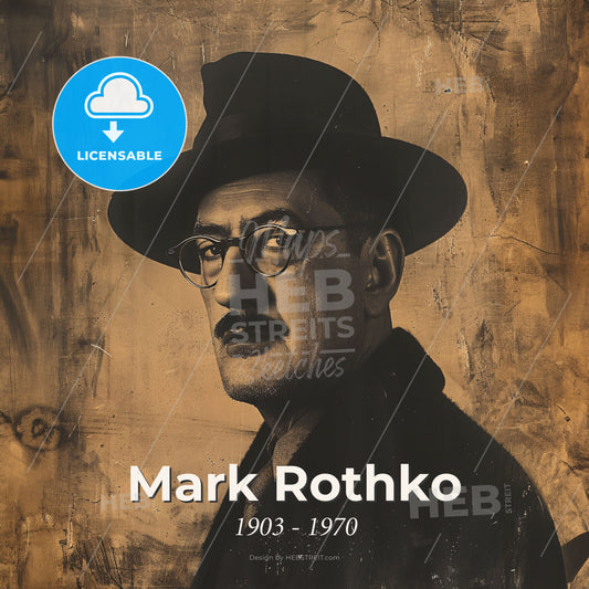 Mark Rothko, 1903 - 1970, American painter - A Man Wearing A Hat And Glasses Print Template