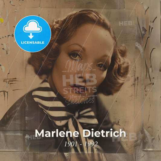 Marlene Dietrich, 1901 - 1992, German-American actress - A Woman With Short Hair Wearing A Striped Shirt Print Template