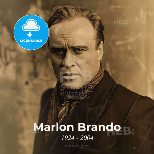 Marlon Brando, 1924 - 2004, American actor - A Man In A Suit Print Template