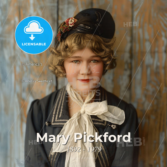 Mary Pickford, 1892 - 1979, Canadian-American actress - A Woman In A Hat And Dress Print Template