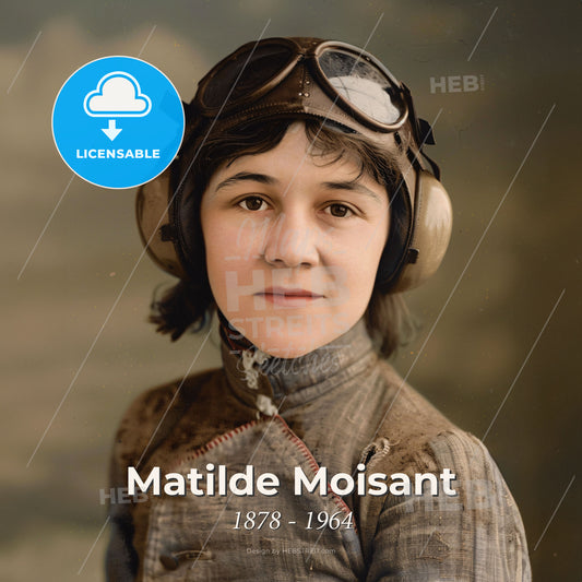 Matilde Moisant, 1878 - 1964, American aviator - A Woman Wearing A Helmet And Goggles Print Template