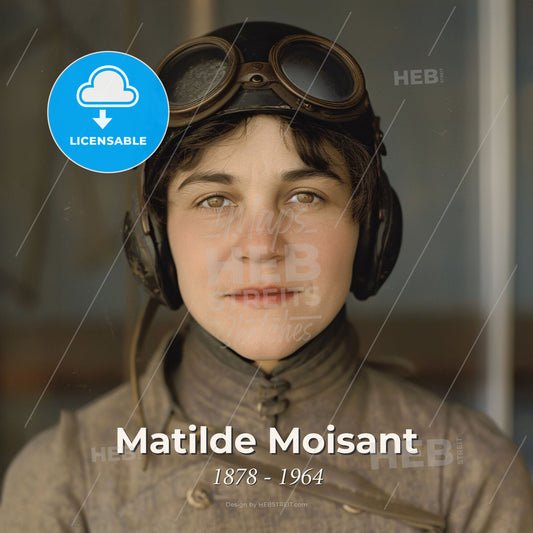 Matilde Moisant, 1878 - 1964, American aviator - A Woman Wearing A Helmet And Goggles Print Template