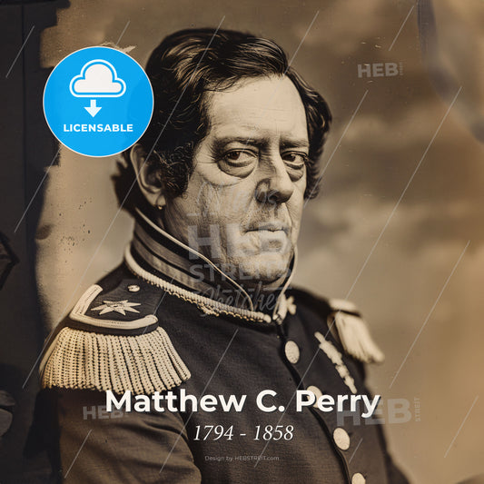 Matthew C. Perry, 1794 - 1858, American Commodore - A Man In A Military Uniform Print Template