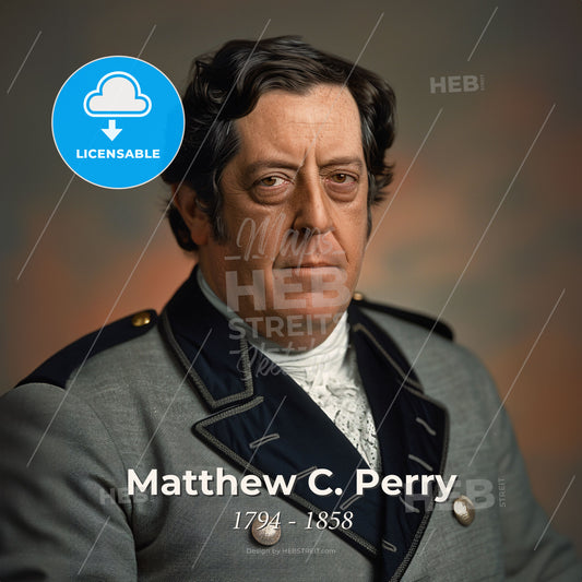 Matthew C. Perry, 1794 - 1858, American Commodore - A Man In A Military Uniform Print Template
