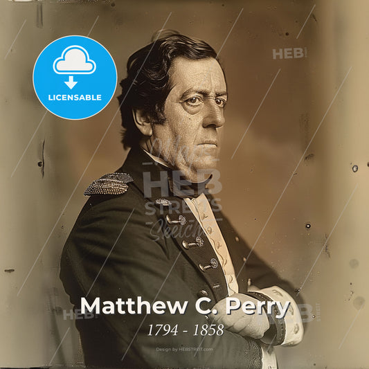 Matthew C. Perry, 1794 - 1858, American Commodore - A Man In A Military Uniform Print Template