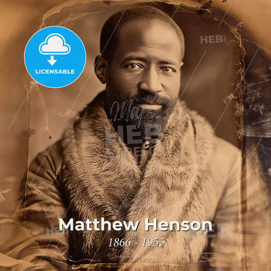 Matthew Henson, 1866 - 1955, American explorer - A Man With A Beard Wearing A Fur Coat Print Template