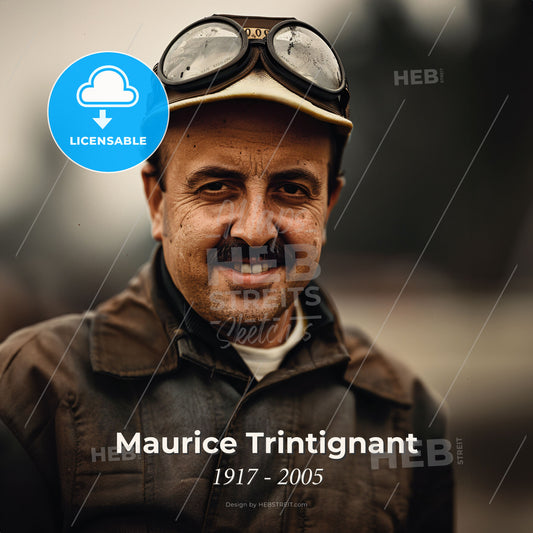 Maurice Trintignant, 1917 - 2005, French racing driver - A Man Wearing A Hat And Goggles Print Template