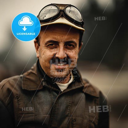 Maurice Trintignant, 1917 - 2005, French racing driver - A Man Wearing A Hat And Goggles