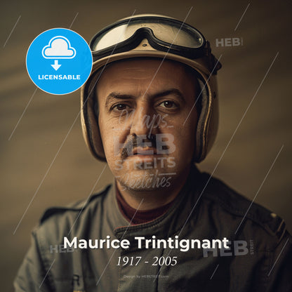 Maurice Trintignant, 1917 - 2005, French racing driver - A Man Wearing A Helmet Print Template