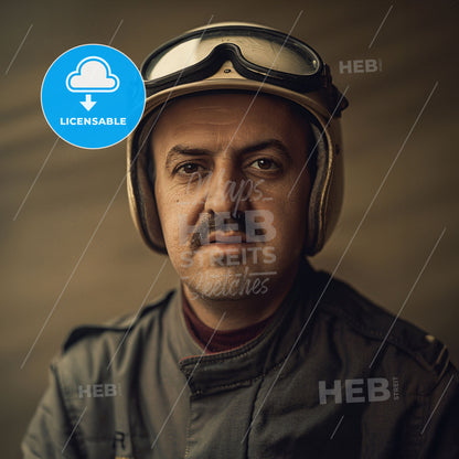 Maurice Trintignant, 1917 - 2005, French racing driver - A Man Wearing A Helmet