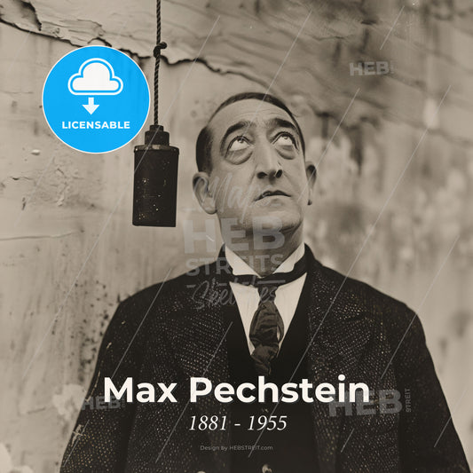Max Pechstein, 1881 - 1955, German painter and printmaker - A Man Looking Up At A Object Print Template