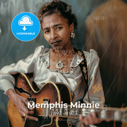 Memphis Minnie, 1897 - 1973, American blues guitarist - A Woman Holding A Guitar Print Template