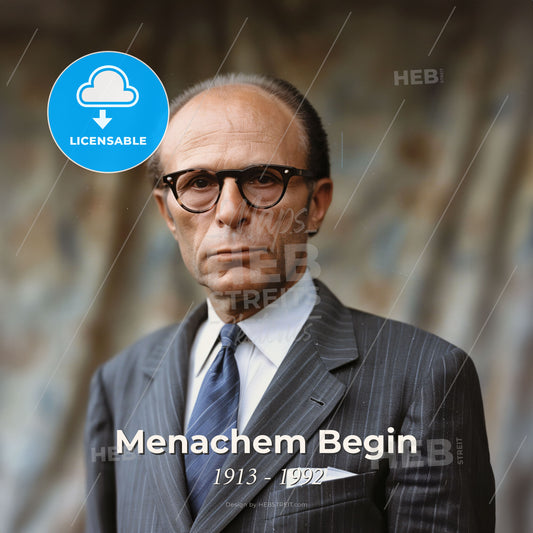 Menachem Begin, 1913 - 1992, Israeli independence leader - A Man In A Suit And Tie Print Template