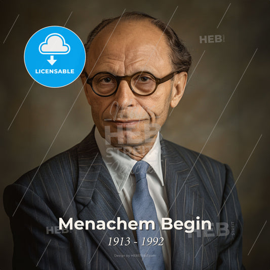 Menachem Begin, 1913 - 1992, Israeli independence leader - A Man In A Suit And Tie Print Template