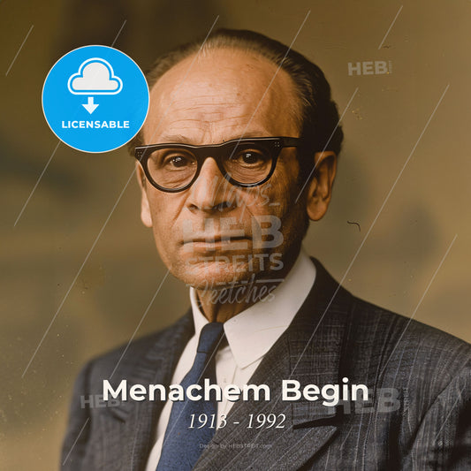Menachem Begin, 1913 - 1992, Israeli independence leader - A Man In A Suit And Tie Print Template