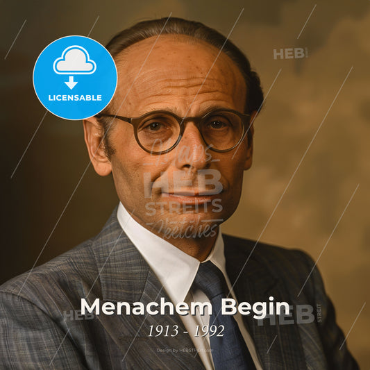 Menachem Begin, 1913 - 1992, Israeli independence leader - A Man In A Suit And Tie Print Template