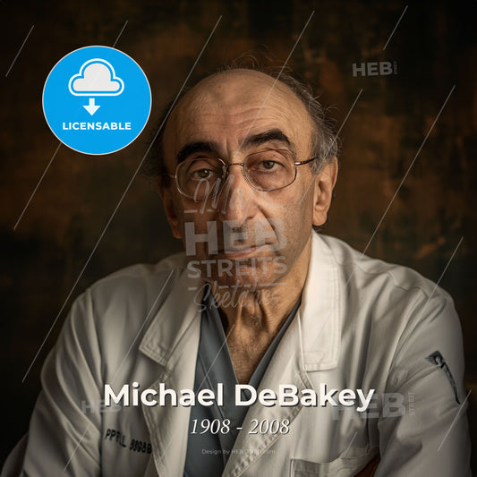 Michael DeBakey, 1908 - 2008, American cardiovascular surgeon - A Man In A White Coat Print Template