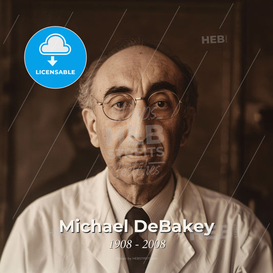 Michael DeBakey, 1908 - 2008, American cardiovascular surgeon - A Man In A White Coat And Tie Print Template