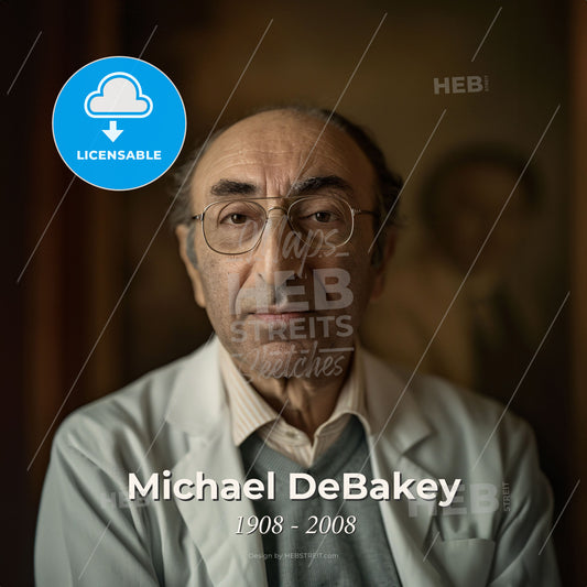 Michael DeBakey, 1908 - 2008, American cardiovascular surgeon - A Man In A White Coat Print Template