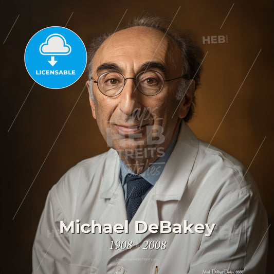 Michael DeBakey, 1908 - 2008, American cardiovascular surgeon - A Man In A White Coat Print Template