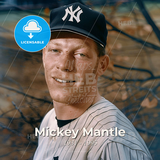 Mickey Mantle, 1931 - 1995, American baseball player - A Man In A Baseball Uniform Print Template