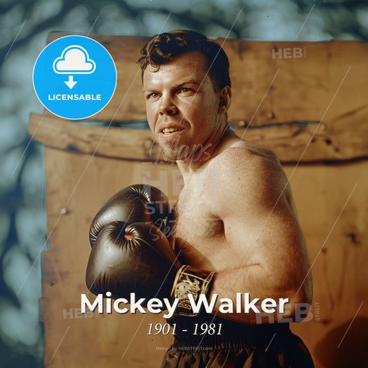Mickey Walker, 1901 - 1981, American middleweight and welterweight boxer - A Man Wearing Boxing Gloves Print Template