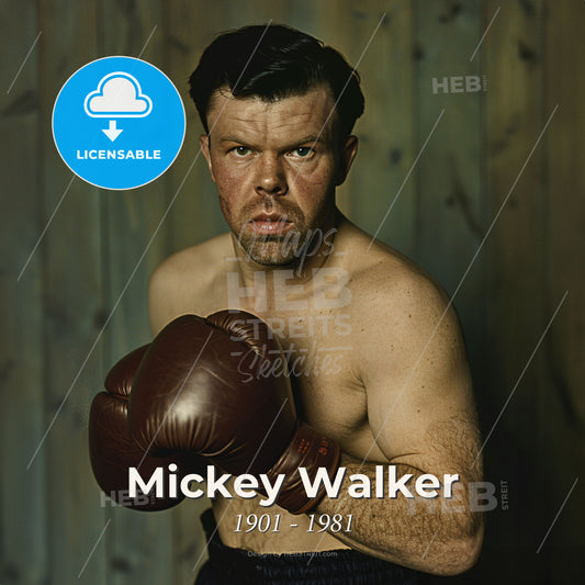 Mickey Walker, 1901 - 1981, American middleweight and welterweight boxer - A Man Wearing Boxing Gloves Print Template
