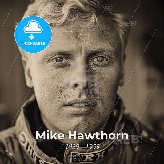 Mike Hawthorn, 1929 - 1959, British racing driver - A Man With Freckles And A Jacket Print Template