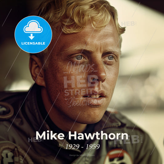 Mike Hawthorn, 1929 - 1959, British racing driver - A Man Looking Away From Camera Print Template