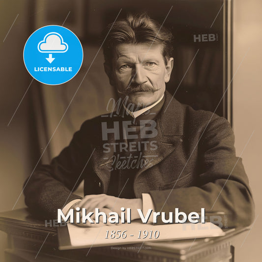 Mikhail Vrubel, 1856 - 1910, Russian painter and sculptor - A Man With A Mustache Sitting At A Desk Print Template