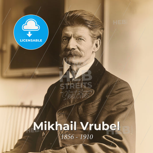 Mikhail Vrubel, 1856 - 1910, Russian painter and sculptor - A Man With A Mustache Sitting In A Chair Print Template