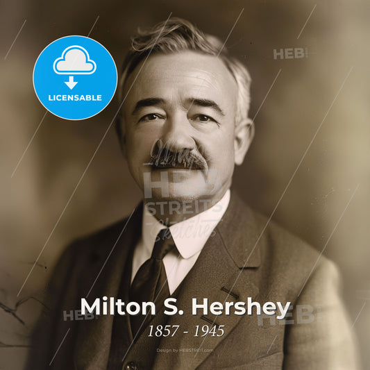 Milton S. Hershey, 1857 - 1945, American chocolatier - A Man With A Mustache Wearing A Suit And Tie Print Template