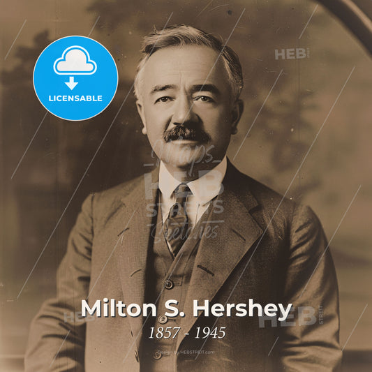 Milton S. Hershey, 1857 - 1945, American chocolatier - A Man With A Mustache Wearing A Suit And Tie Print Template
