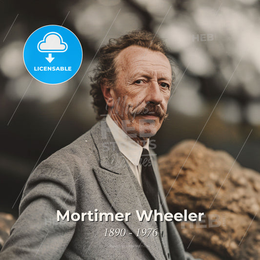 Mortimer Wheeler, 1890 - 1976, British archaeologist - A Man With A Mustache And A Suit Print Template