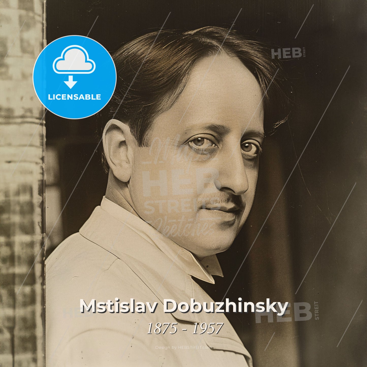 Mstislav Dobuzhinsky, 1875 - 1957, Russian painter and illustrator - A Man In A White Shirt Print Template