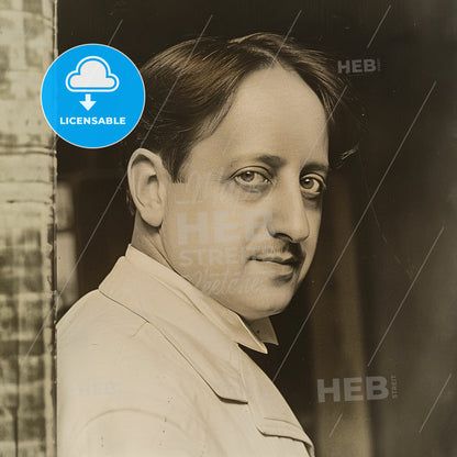 Mstislav Dobuzhinsky, 1875 - 1957, Russian painter and illustrator - A Man In A White Shirt