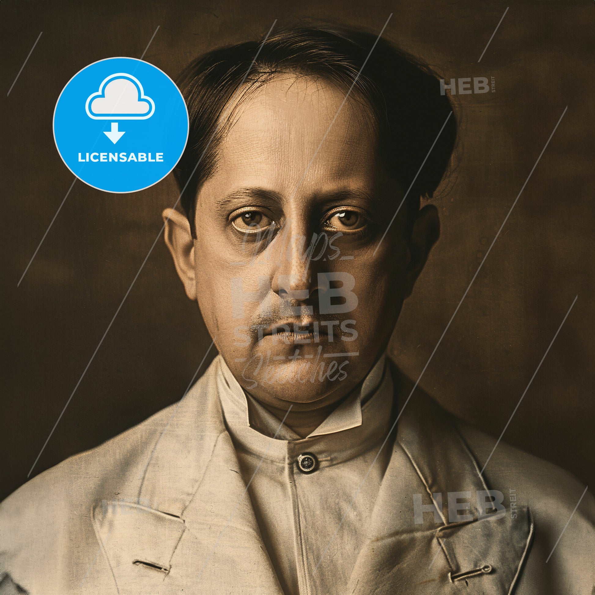 Mstislav Dobuzhinsky, 1875 - 1957, Russian painter and illustrator - A Man In A White Coat