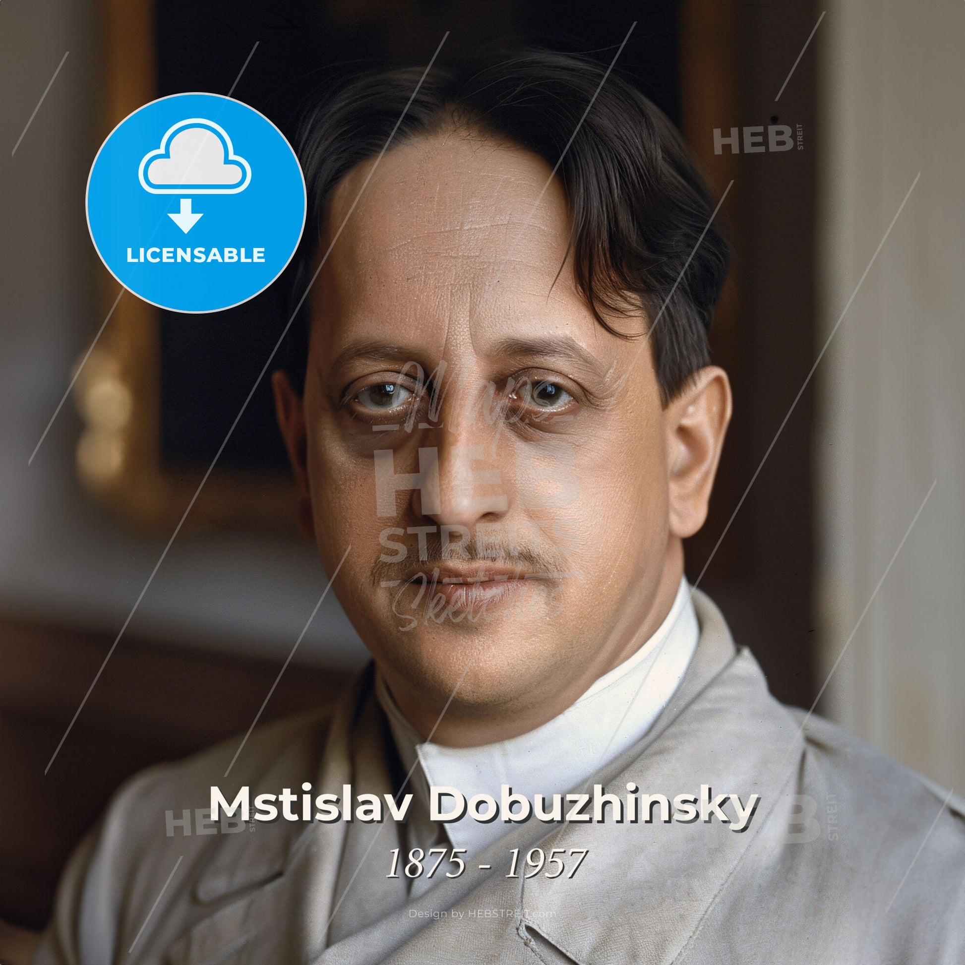 Mstislav Dobuzhinsky, 1875 - 1957, Russian painter and illustrator - A Man In A White Coat Print Template