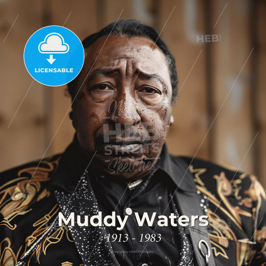 Muddy Waters, 1913 - 1983, American blues singer and guitarist - A Man In A Black Shirt Print Template