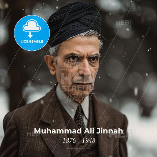 Muhammad Ali Jinnah, 1876 - 1948, Pakistani independence leader - A Man In A Suit And Tie Print Template