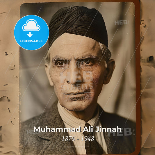 Muhammad Ali Jinnah, 1876 - 1948, Pakistani independence leader - A Man Wearing A Turban And A Suit Print Template