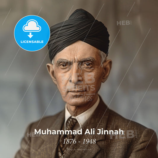 Muhammad Ali Jinnah, 1876 - 1948, Pakistani independence leader - A Man In A Suit And Tie Print Template