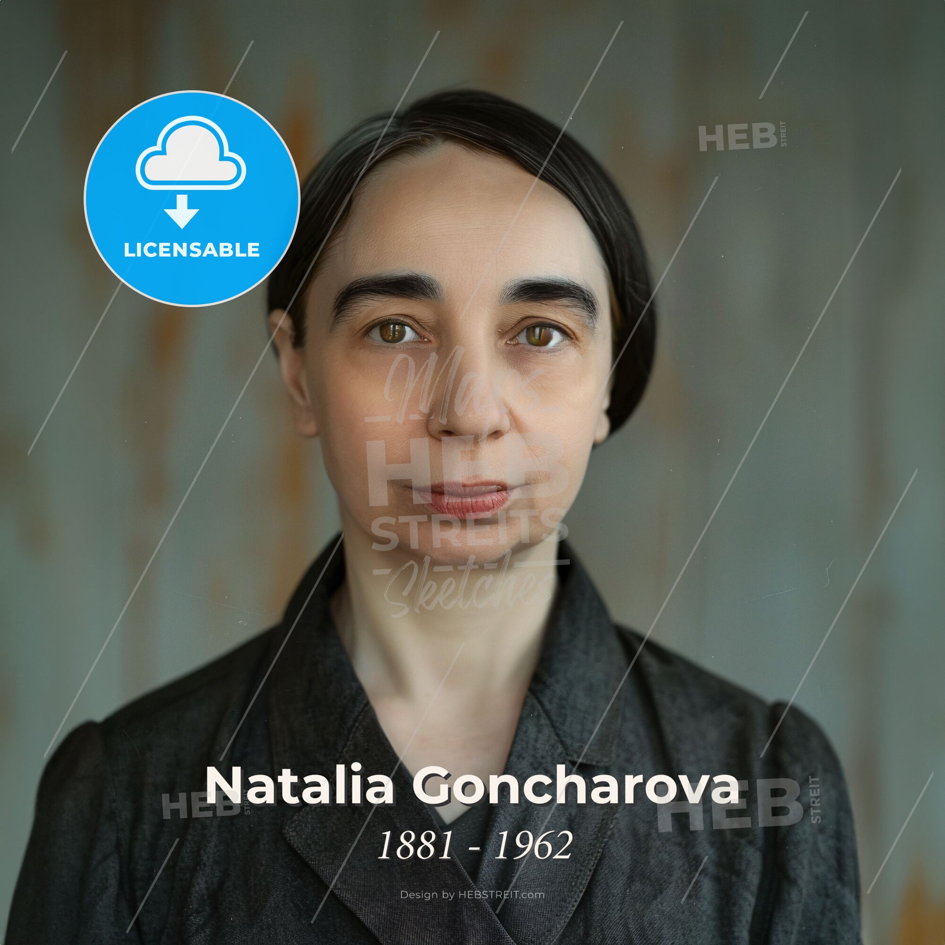 Natalia Goncharova, 1881 - 1962, Russian painter and costume designer - A Woman In A Black Suit Print Template