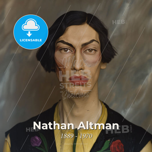 Nathan Altman, 1889 - 1970, Russian painter and sculptor - A Man With A Painted Face Print Template