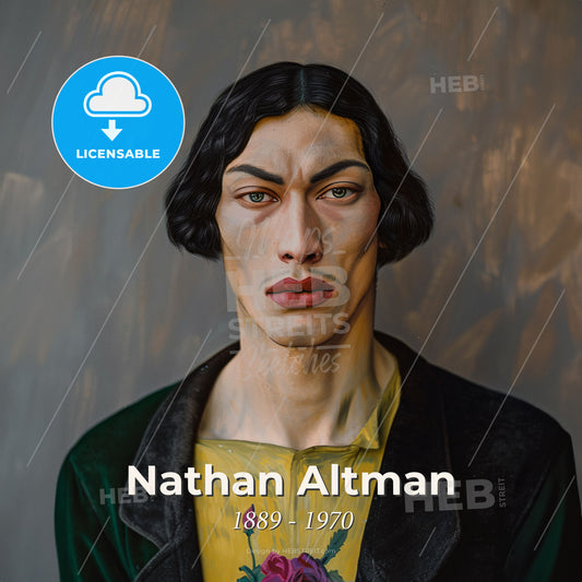 Nathan Altman, 1889 - 1970, Russian painter and sculptor - A Man With A Beard And A Yellow Shirt Print Template